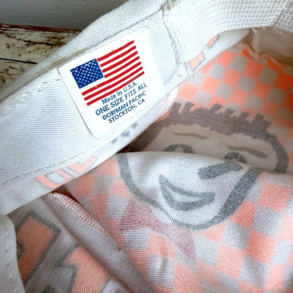 Peewee Hermans Playhouse Checkered Cap - Orange and White, DEADSTOCK NWT Vintage - Picture 8 of 9